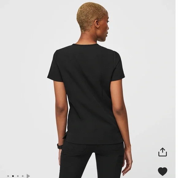 Figs Women's XXL Casma Black Scrub Top - Picture 5 of 7